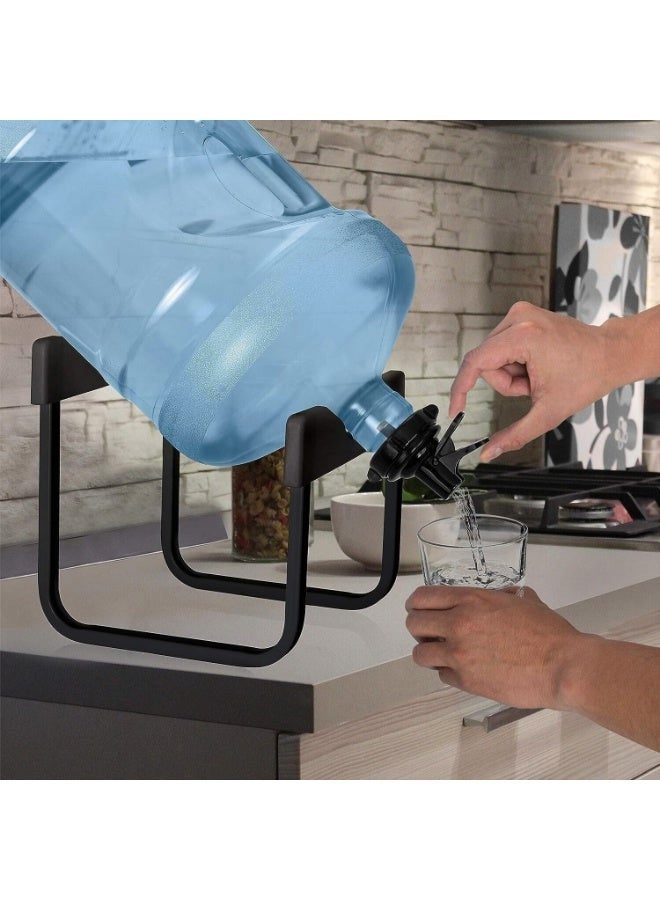 جولدن أروز حامل جالون مياه من الفولاذ المقاوم للصدأ سعة 3-5 جالون وصمام توزيع، حامل قارورة مياه غير قابل للانزلاق ومقاوم للصدأ مع صنبور مياه سريع التدفق خالٍ من مادة BPA يناسب الزجاجات مقاس 52 مم و55 مم - Image 1